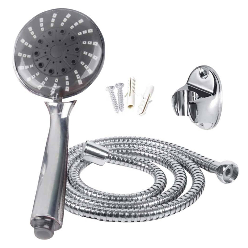 foto del prodotto trade shop set soffione doccia 3 getti laccio tubo 150cm supporto doccetta parete bagno 