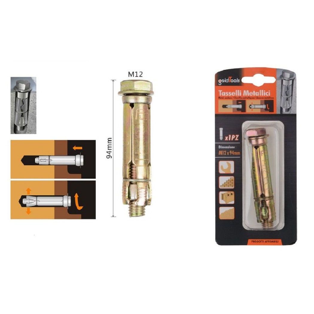 foto del prodotto trade shop - set tassello tasselli metallici bullone m12 x 94 mm accessori minuteria 91043 -