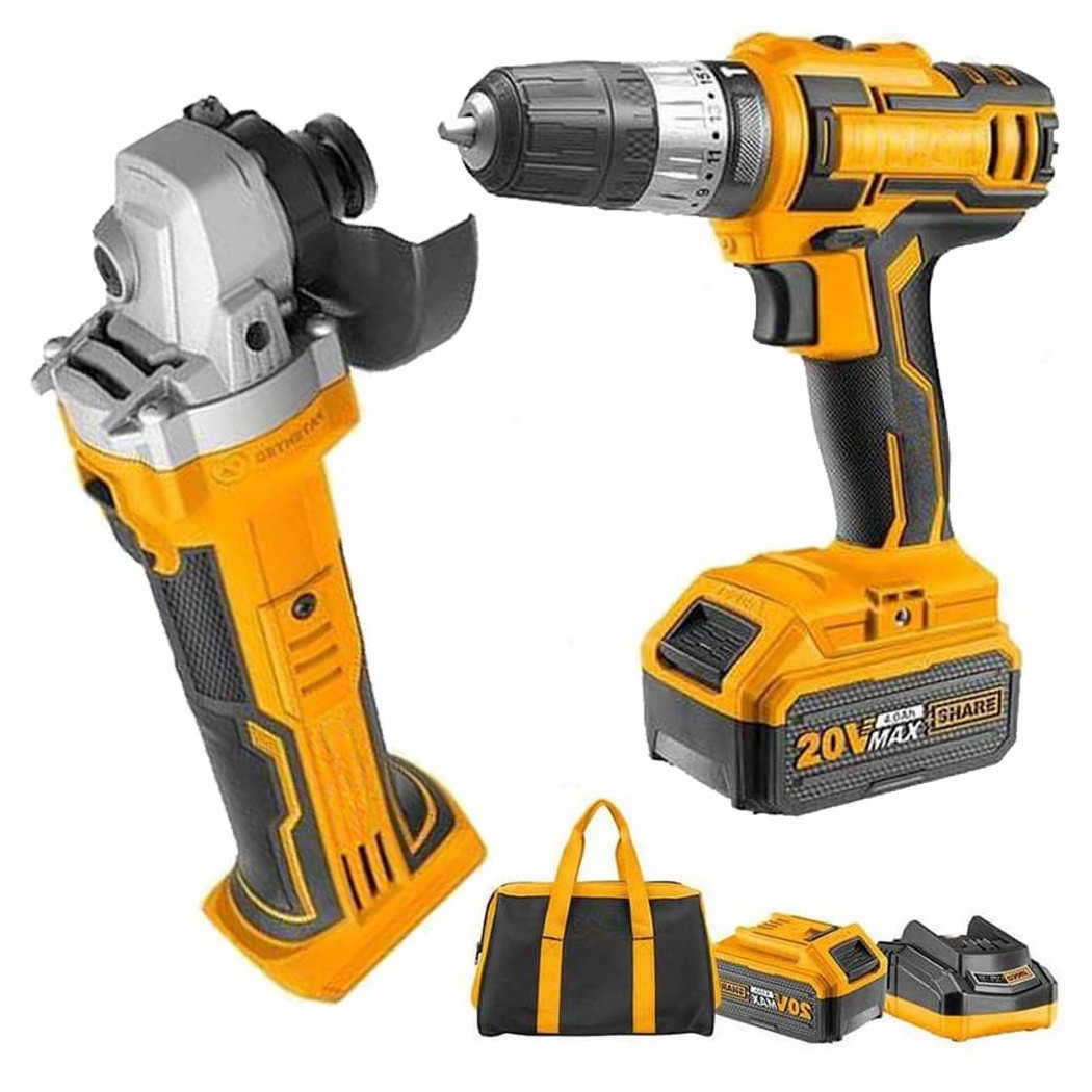 foto del prodotto trade shop set trapano avvitatore smerigliatrice 2 batterie 20a con borsa caricabatterie 