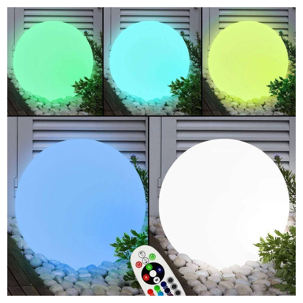 foto del prodotto trade shop sfera luminosa 41cm multicolor led rgb 3w ricaricabile telecomando ip67 vt 7807 
