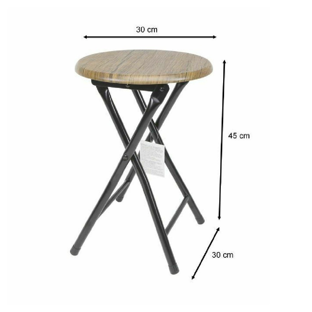 foto del prodotto trade shop sgabello tavolino seduta pieghevole in legno scuro metallo nero 45 x 30 cm 