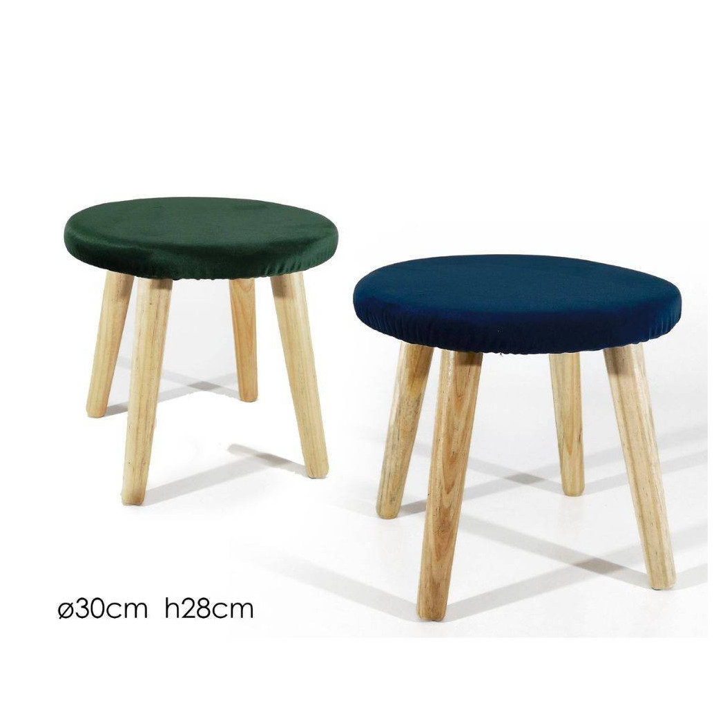foto del prodotto trade shop sgabello tondo blu pouf sfoderabile casa seduta comoda struttura in legno 30xh28 