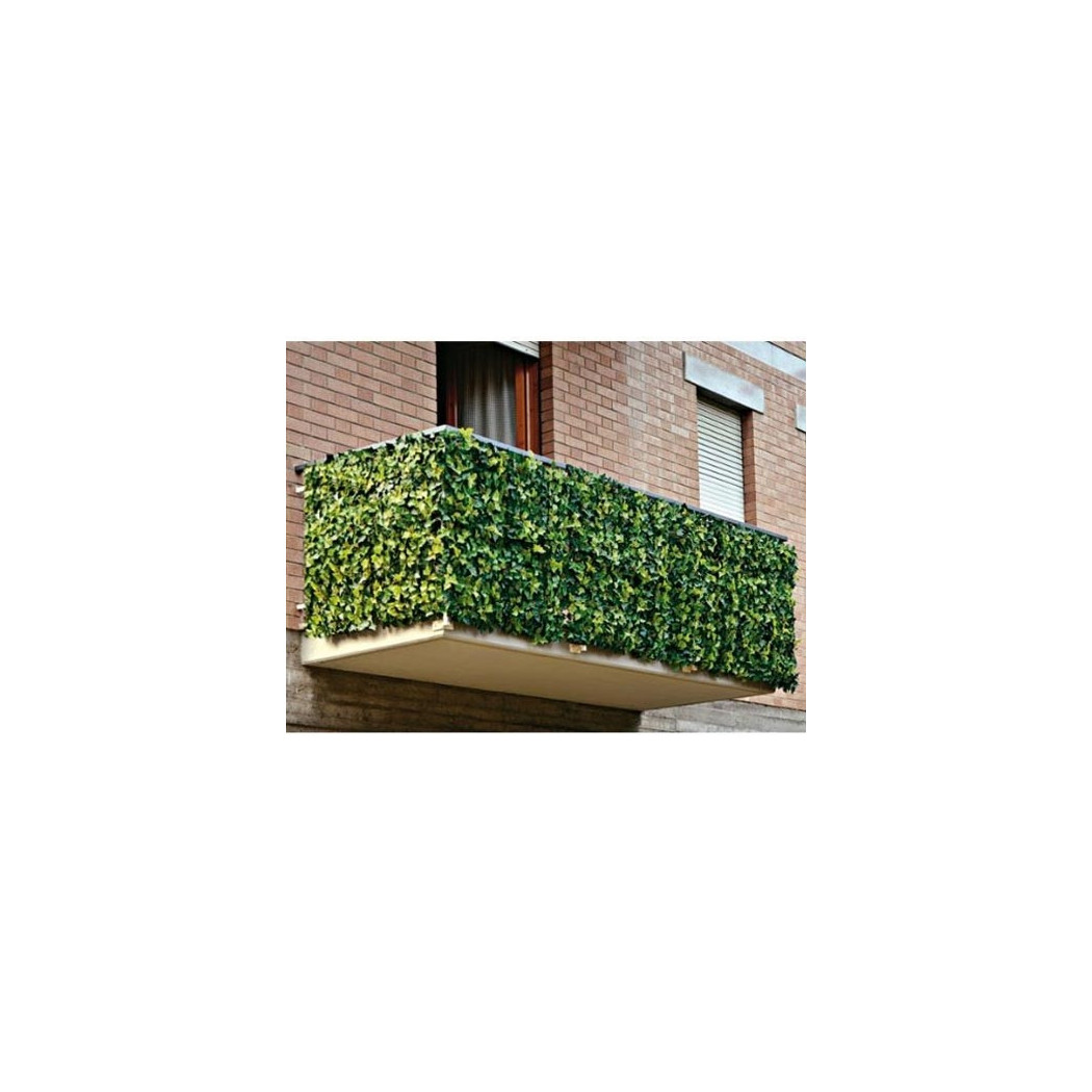 foto del prodotto trade shop siepe artificiale sintetica 1x3 metri rotolo rete foglie edera verde per balcone 