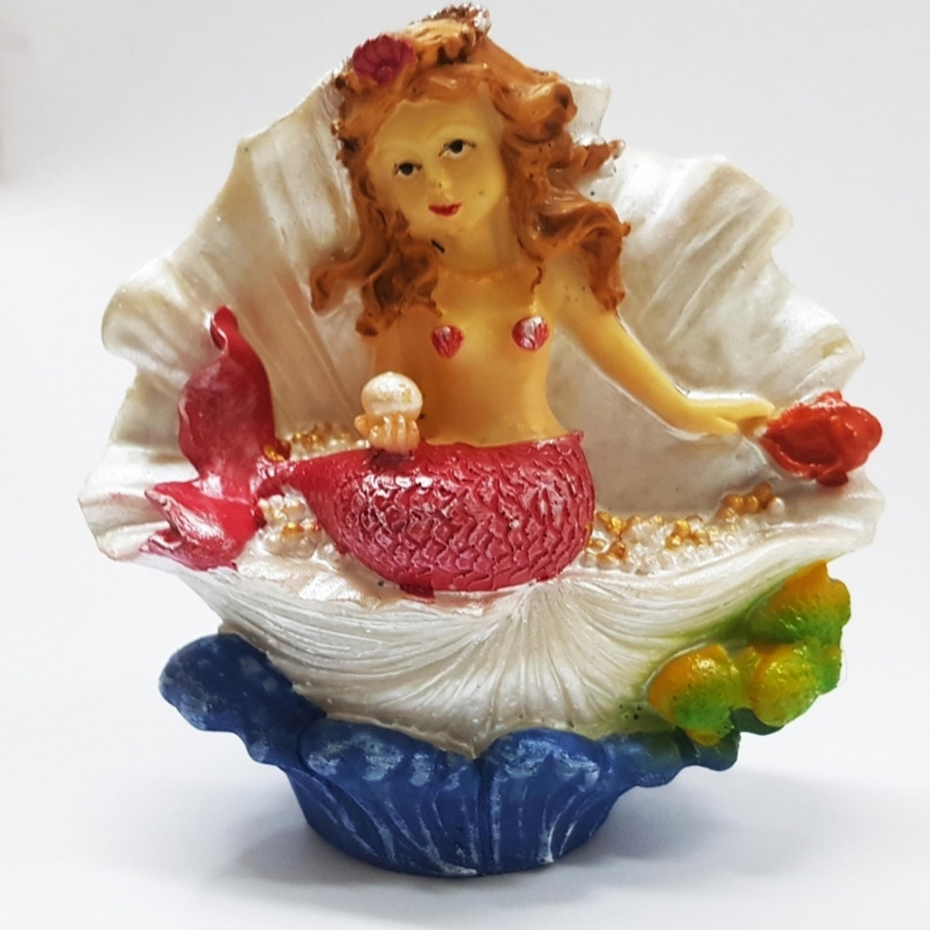 foto del prodotto trade shop sirena conchiglia perla rocciosa 11x5x11.5cm ornamento acquario arredo pietra 