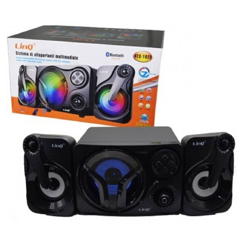 foto del prodotto trade shop - sistema multimediale altoparlanti speaker casse bluetooth fm luci led usb kts-1023 -