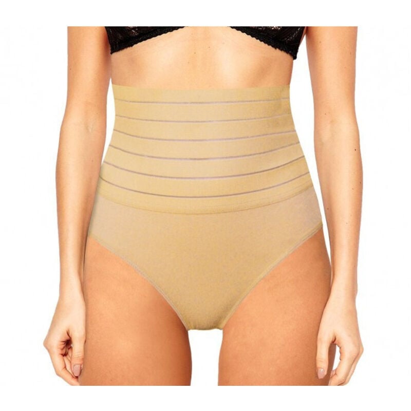 foto del prodotto trade shop slip a vita alta con panciera guaina contenitiva addominale in cotone 6077 beige l