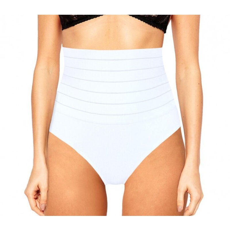 foto del prodotto trade shop slip a vita alta con panciera guaina contenitiva addominale in cotone 6077 bianco xxl