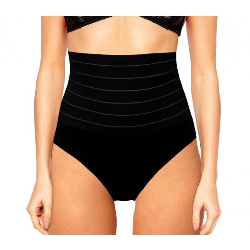 foto del prodotto trade shop slip a vita alta con panciera guaina contenitiva addominale in cotone 6077 nero xl