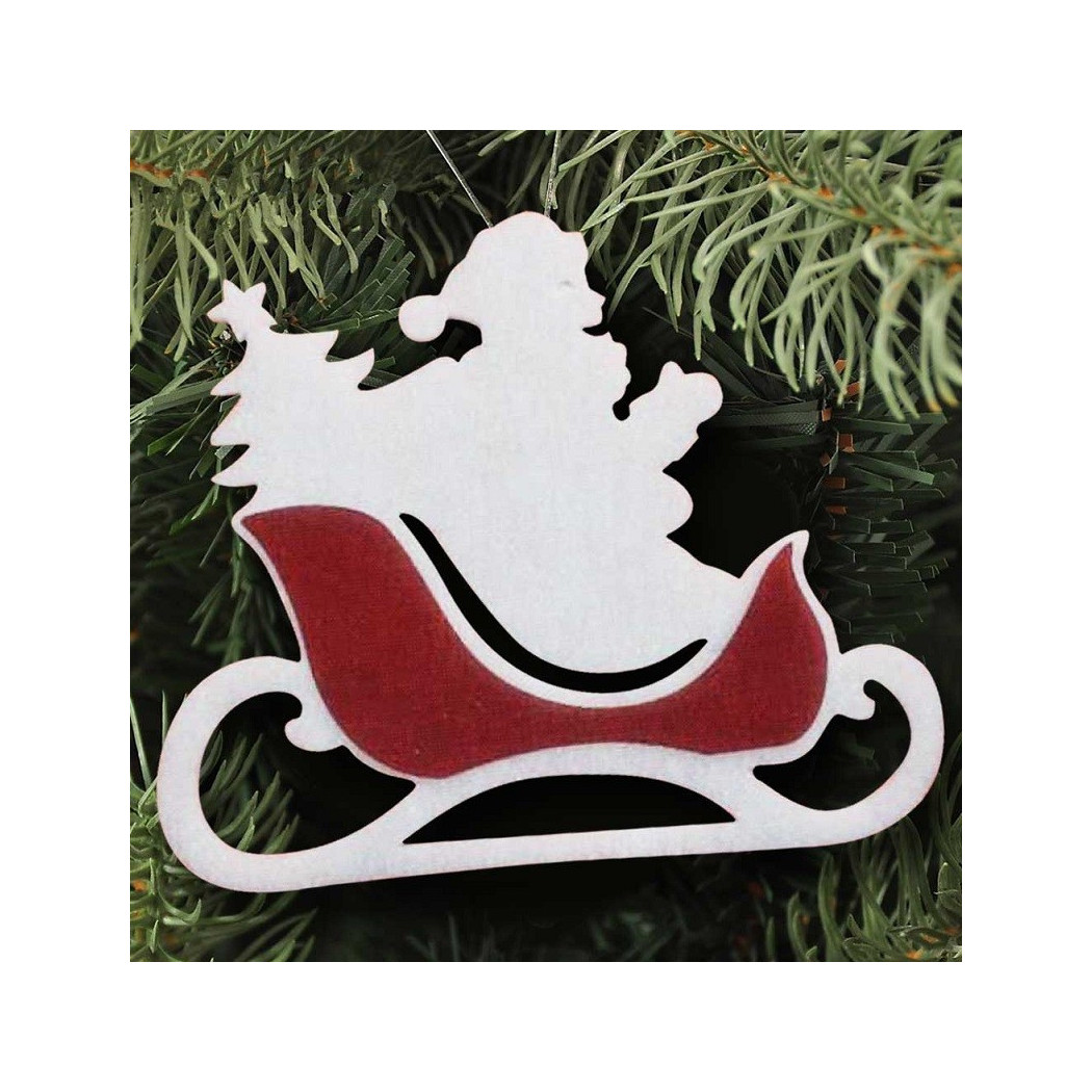 foto del prodotto trade shop slitta babbo natale ovatta e juta 2 colori 44 cm per albero di natale 