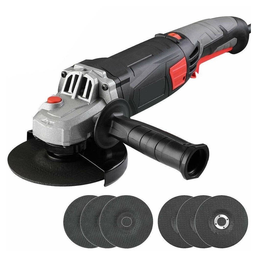 foto del prodotto trade shop smerigliatrice angolare 870w flex frullino 125mm velocita regolabile 6 dischi 