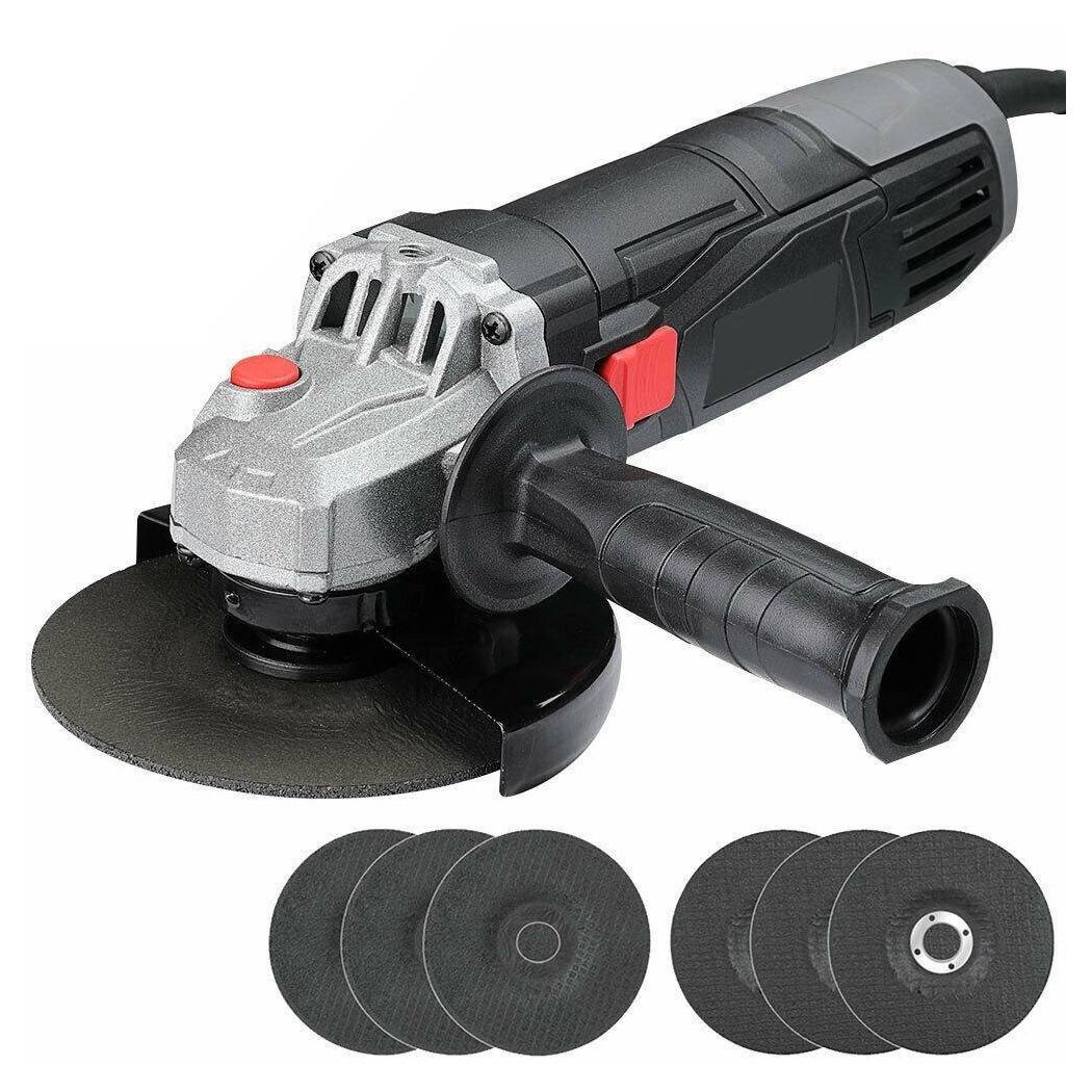foto del prodotto trade shop smerigliatrice angolare 900w flex frullino 125mm 6 dischi e manico regolabile 