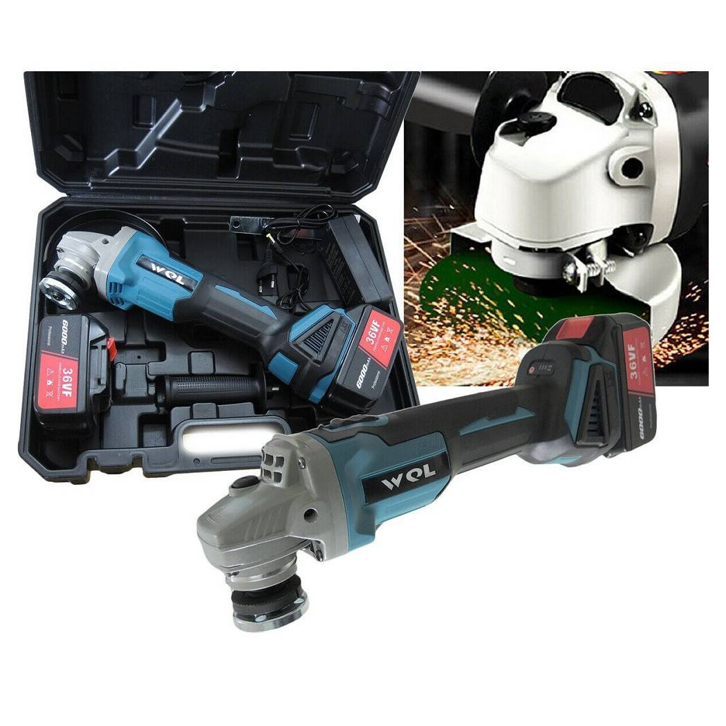 foto del prodotto trade shop smerigliatrice angolare a batteria 18v 8000rpm 6000mah 1.2nm doppia batteria 