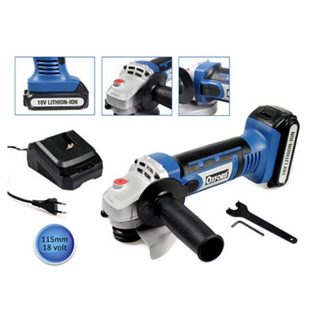 foto del prodotto trade shop smerigliatrice angolare a batteria 18v ricaricabile a litio flex disco 115 mm 