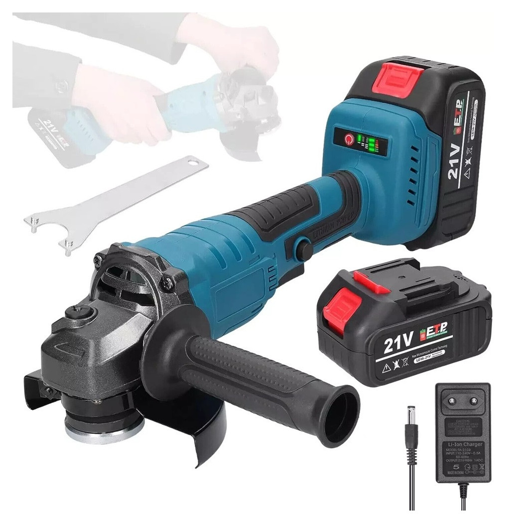 foto del prodotto trade shop smerigliatrice angolare a batteria flex disco 125mm 88v 10.000 giri min 2 batterie 