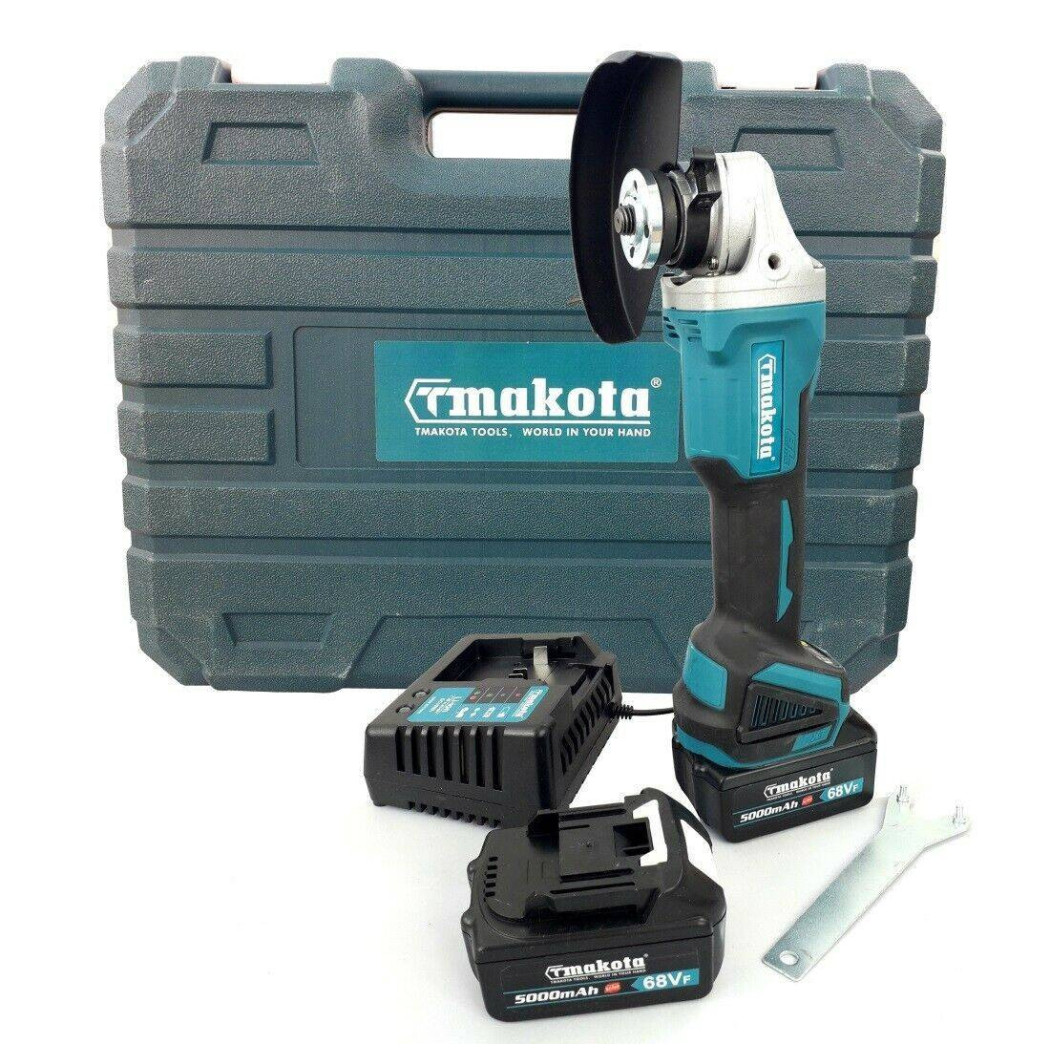 foto del prodotto trade shop smerigliatrice angolare flex 100 125mm a doppia batteria 20v 5ah 8500rpm 