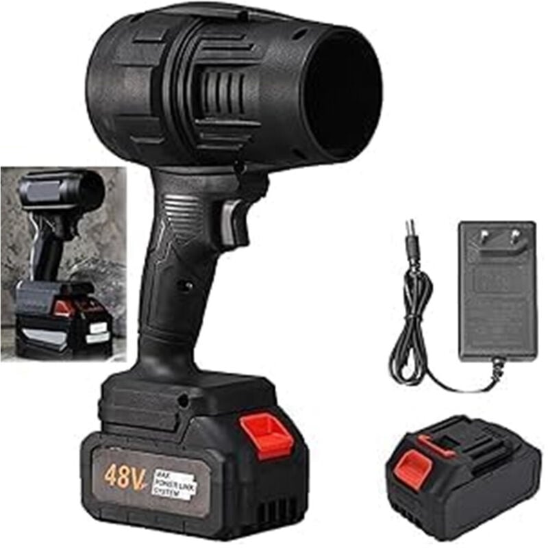 foto del prodotto trade shop soffiatore a doppia batteria 48 v per foglie asciugatrice turbo ventola per auto 