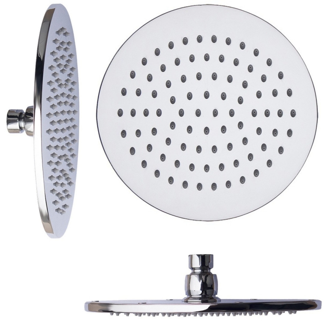 foto del prodotto trade shop soffione doccia 4 quot 10cm tondo in acciaio attacco standard snodato orientabile 