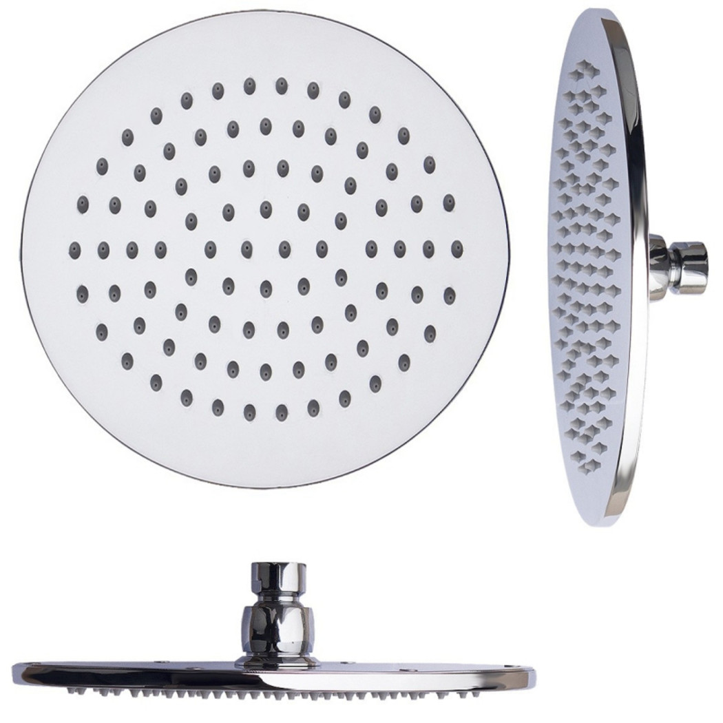 foto del prodotto trade shop soffione doccia 6 quot 15cm rotondo in acciaio attacco standard snodato orientabile 