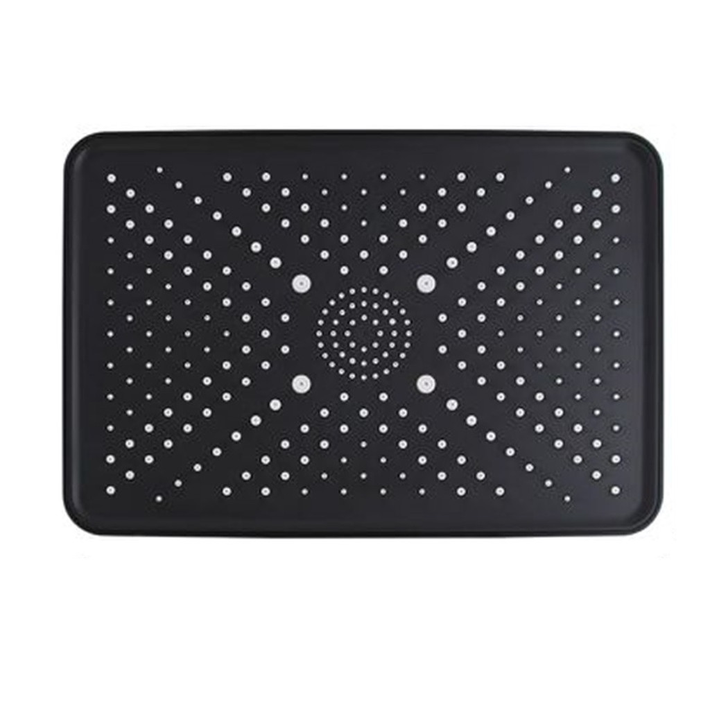 foto del prodotto trade shop soffione doccia rettangolare ugelli fori bagno miscelatore nero 32x22cm in abs 87536 