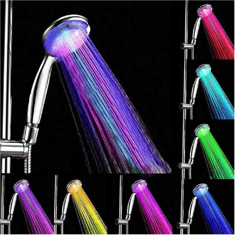 foto del prodotto trade shop soffione led rgb doccetta a telefono 25 cm cromoterapia doccia emozionale 79899 
