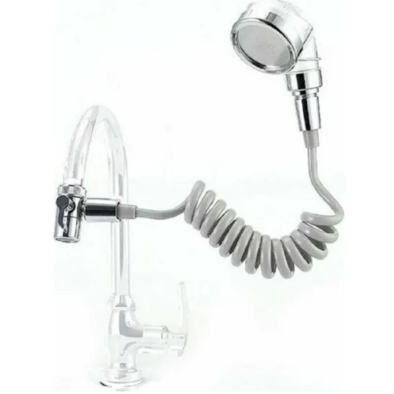 foto del prodotto trade shop soffione telefono doccia per rubinetto bagno cucina con spirale elastica q hs1 