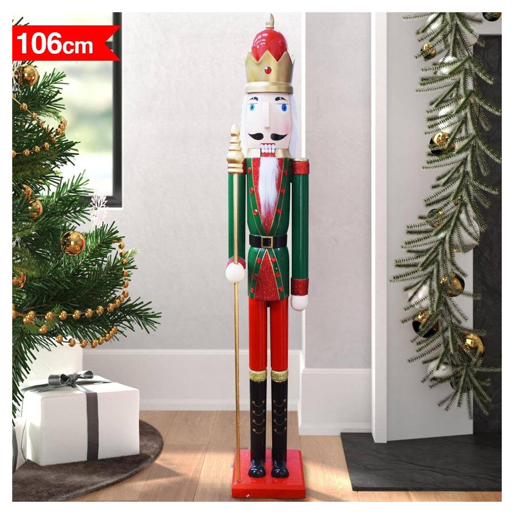 foto del prodotto trade shop - soldato schiaccianoci di natale in legno altezza 106cm decorazioni natalizie -