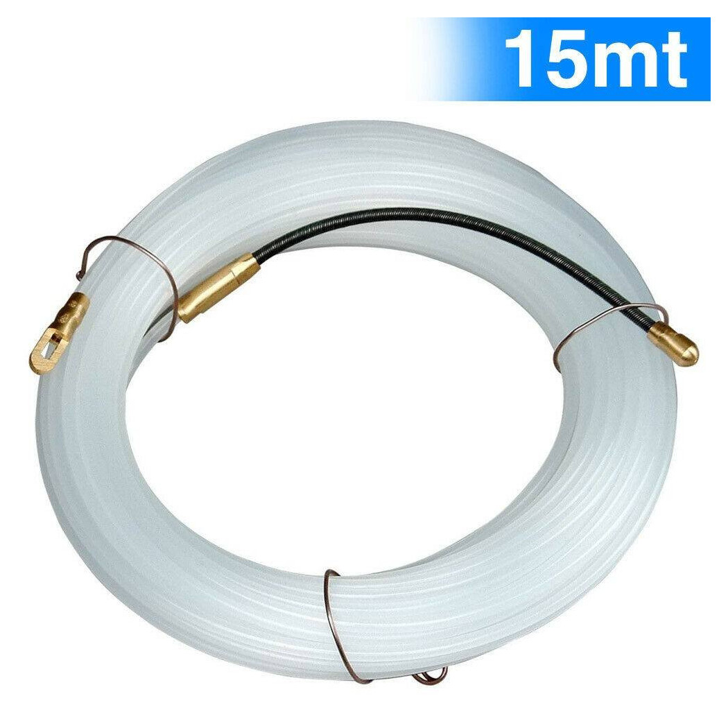 foto del prodotto trade shop sonda passacavi elettricista 15mt tiracavi tirafili cavi elettrici 3mm bianco 