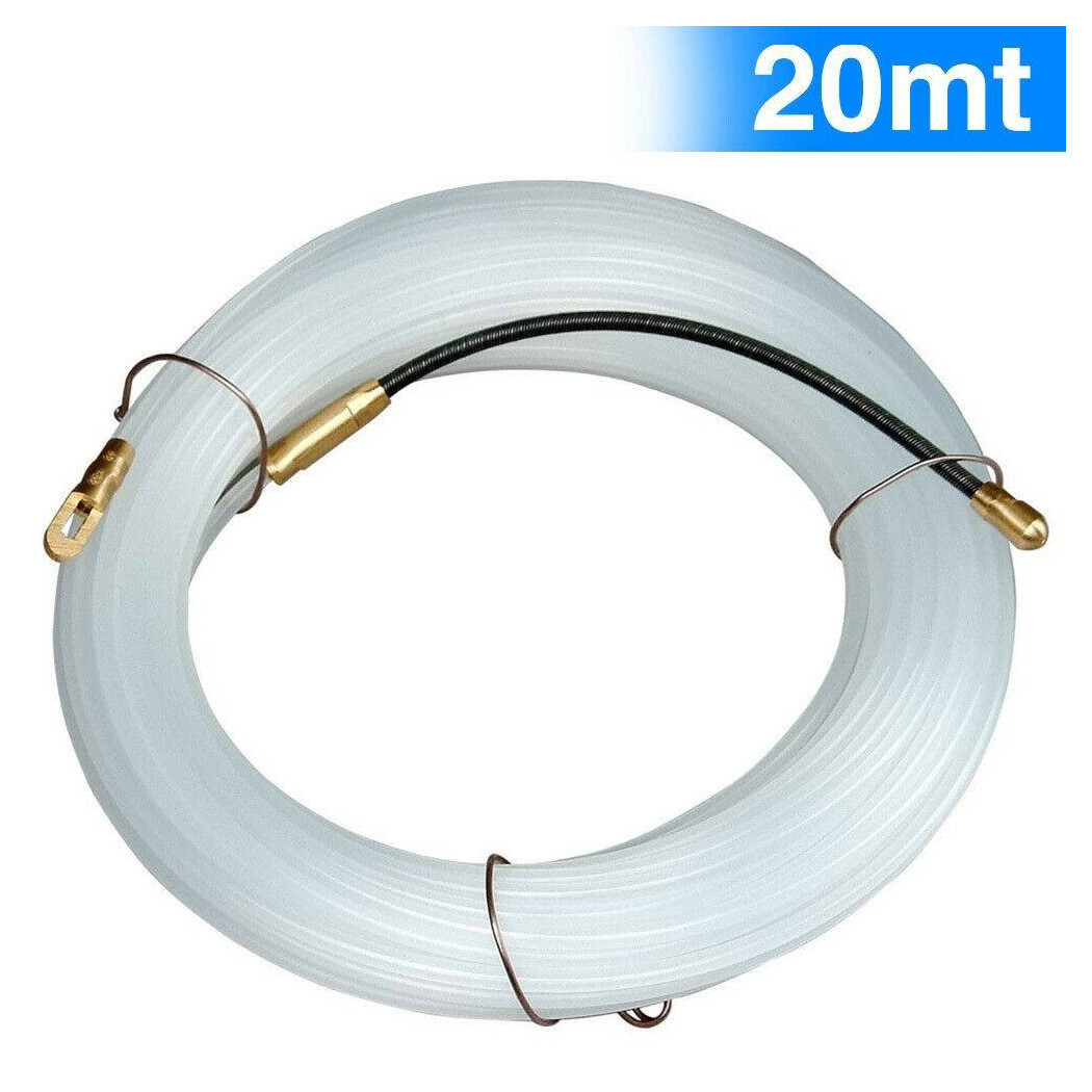 foto del prodotto trade shop sonda passacavi elettricista 20mt tiracavi tirafili cavi elettrici 3mm bianco 
