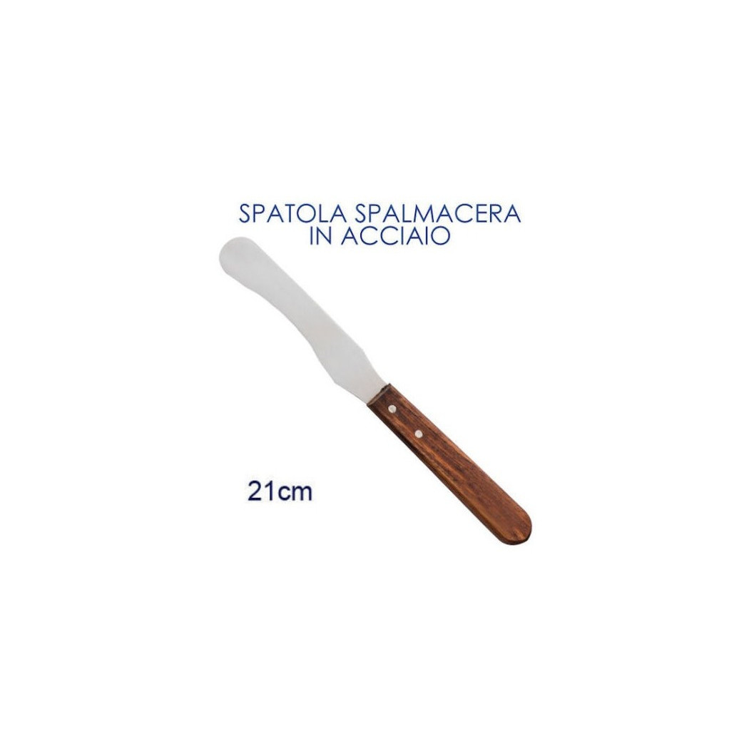 foto del prodotto trade shop spatola stendicera dritta inox con manico legno estetista professionale 