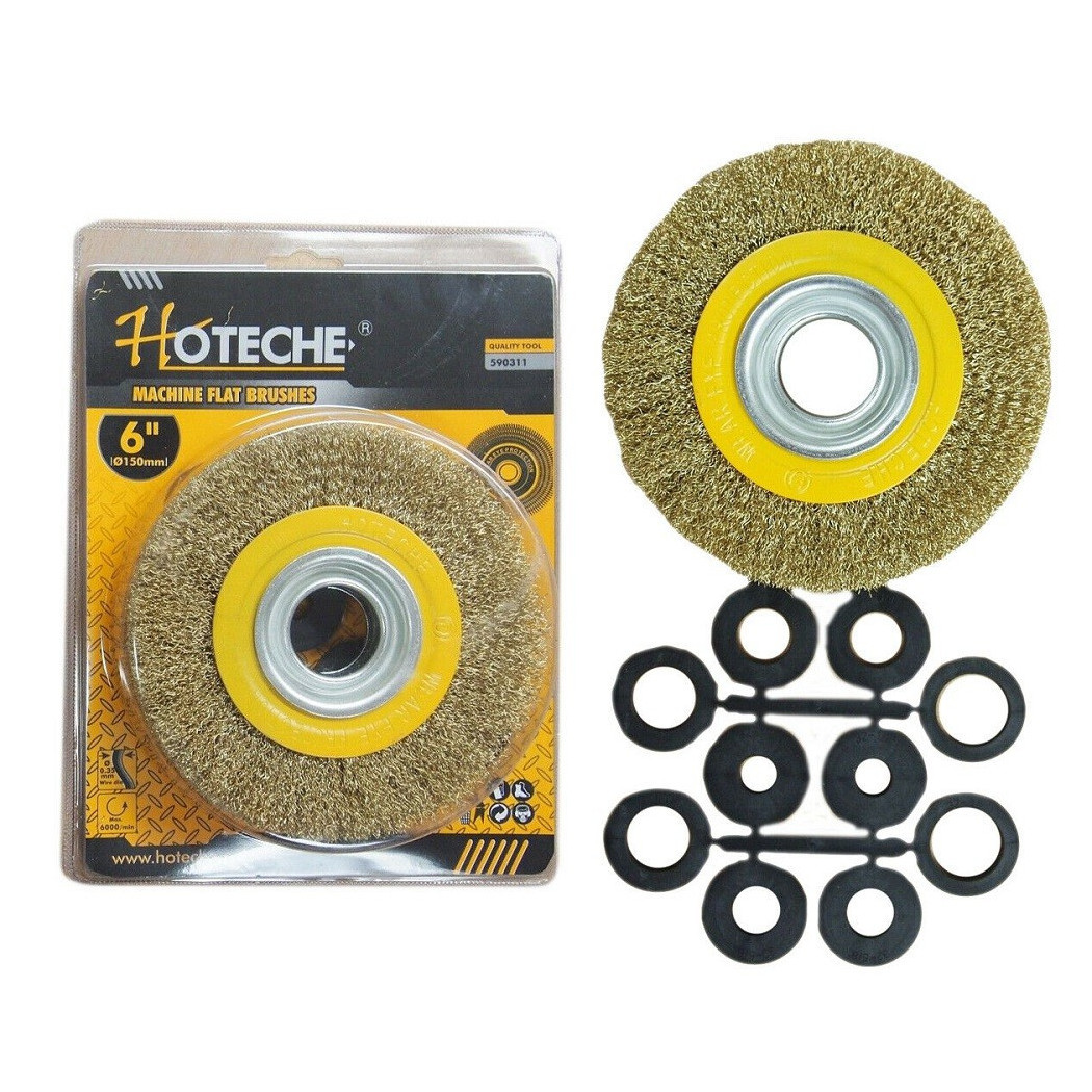 foto del prodotto trade shop spazzola circolare disco fili acciaio 150 mm 6 39 39 per smerigliatrice mola da banco 