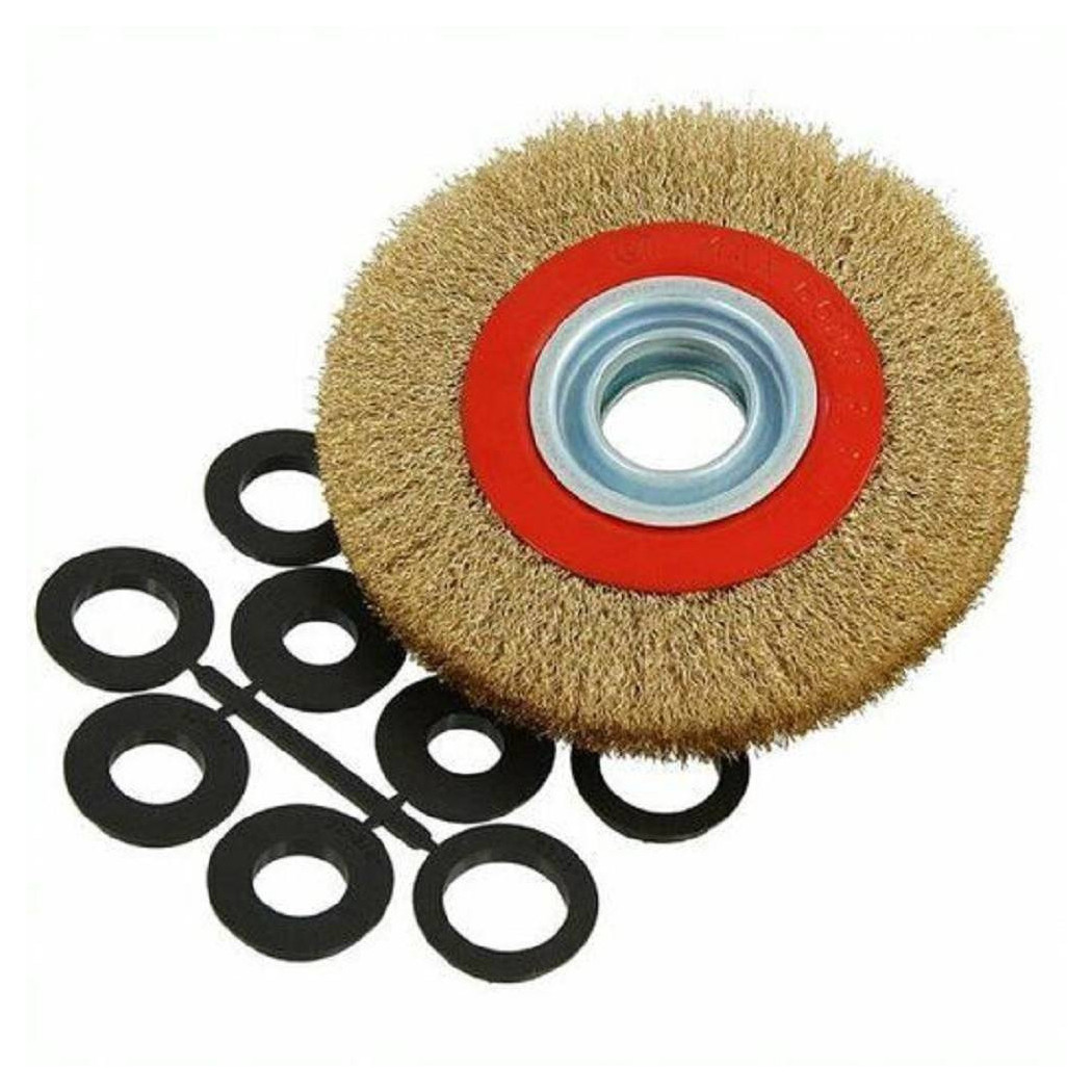 foto del prodotto trade shop spazzola diametro 150 mm disco fili in acciaio per mola smerigliatrice da banco 