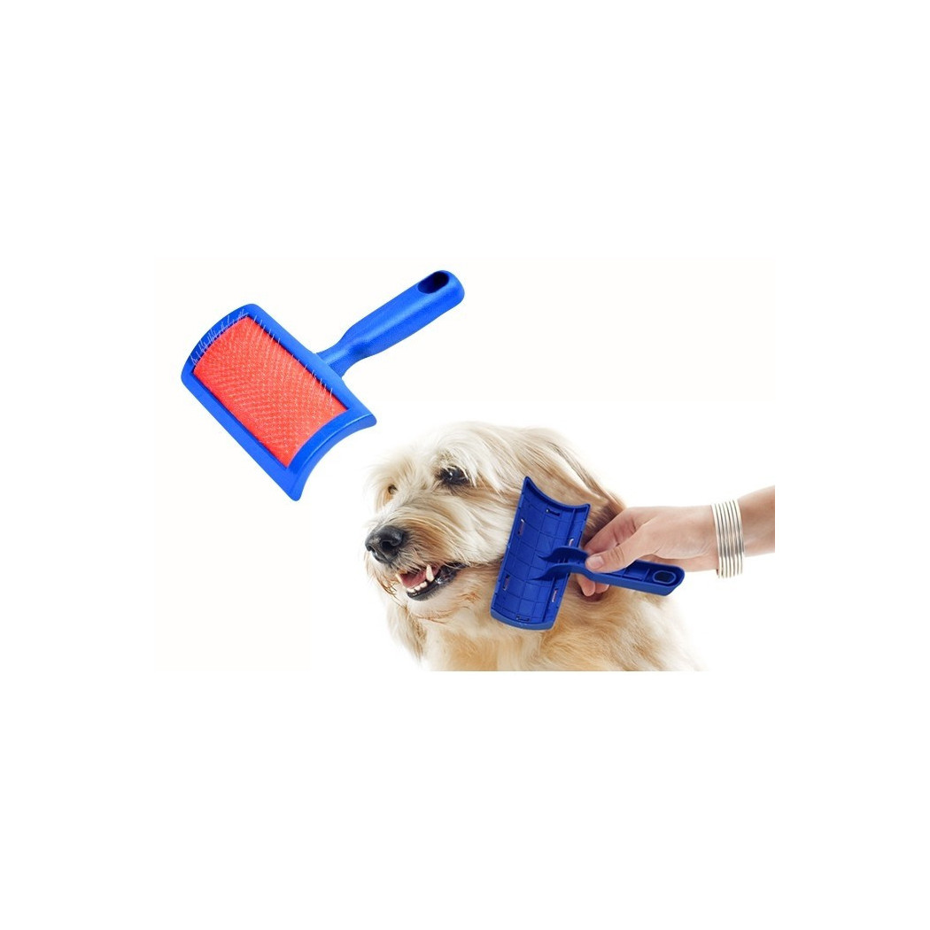 foto del prodotto trade shop spazzola per cani e gatti 8x14 cm con cardatore pettini per pelo protezione aghi 