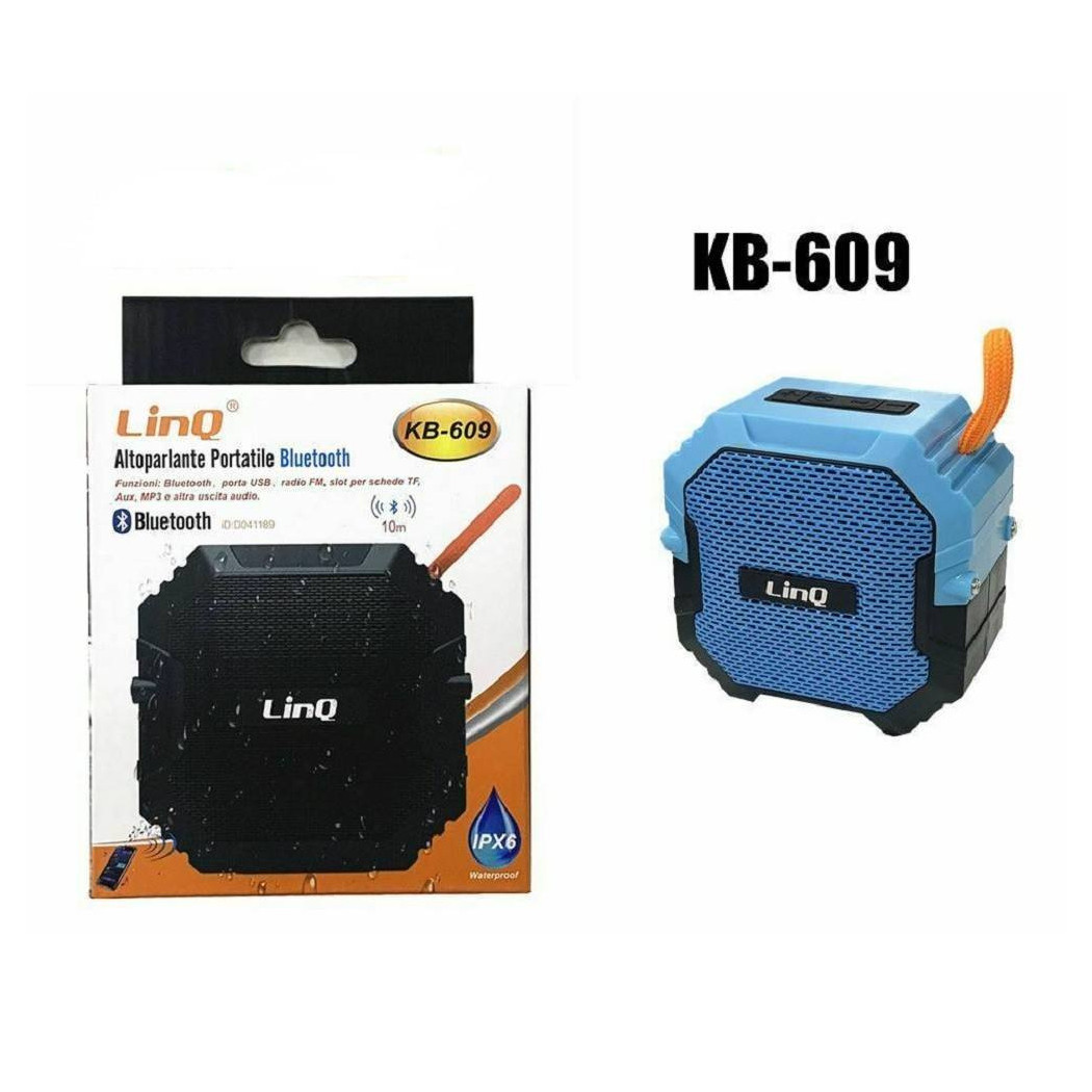 foto del prodotto trade shop speaker cassa bluetooth portatile impermeabile usb radio fm tf linq kb 609 