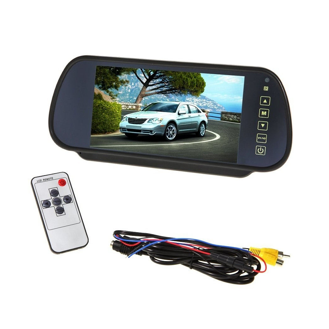 foto del prodotto trade shop specchietto retrovisore monitor 7 quot bluetooth vivavoce touch screen usb sd mp5 