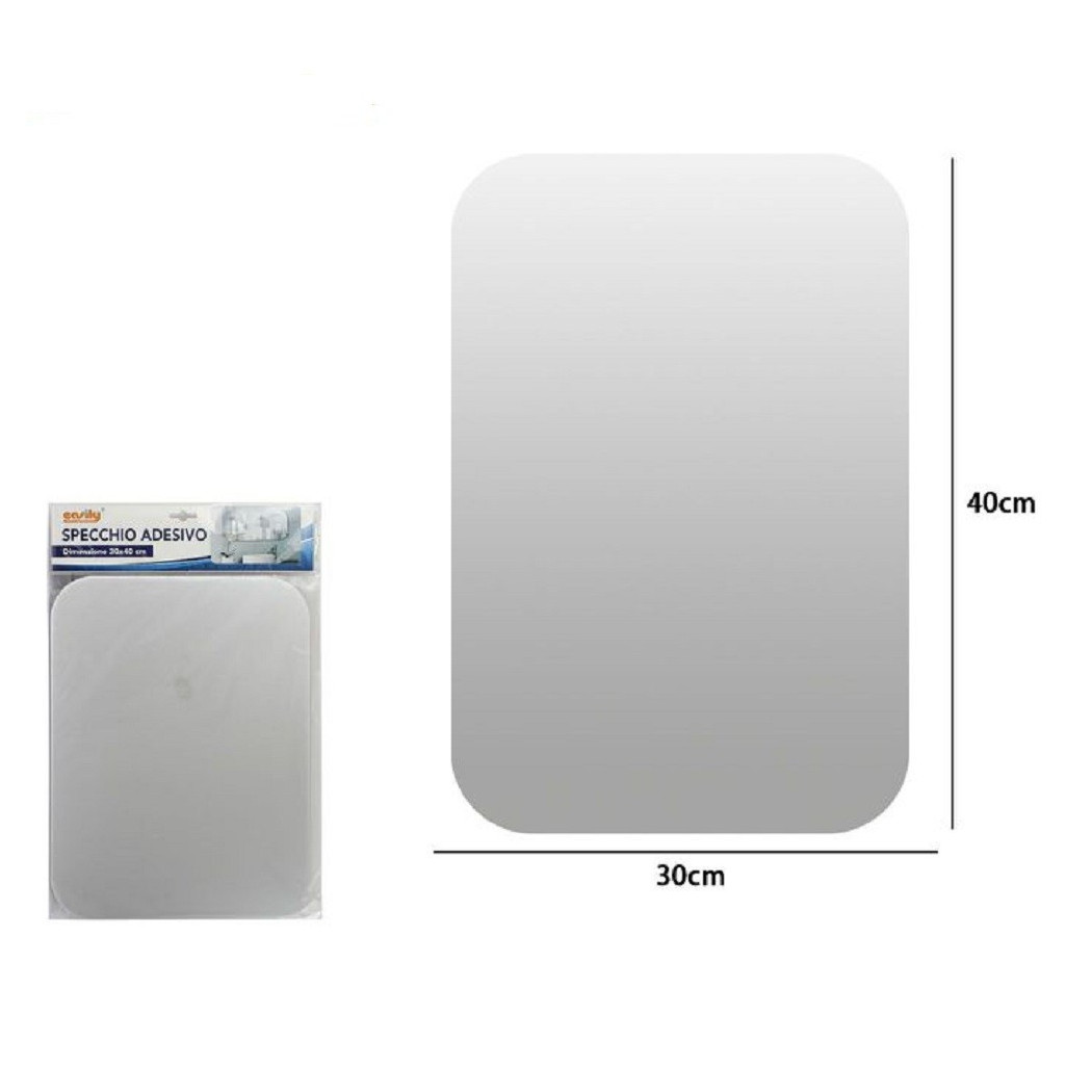 foto del prodotto trade shop specchio adesivo forma rettangolare adesiva murale arredamento casa 30x40cm 