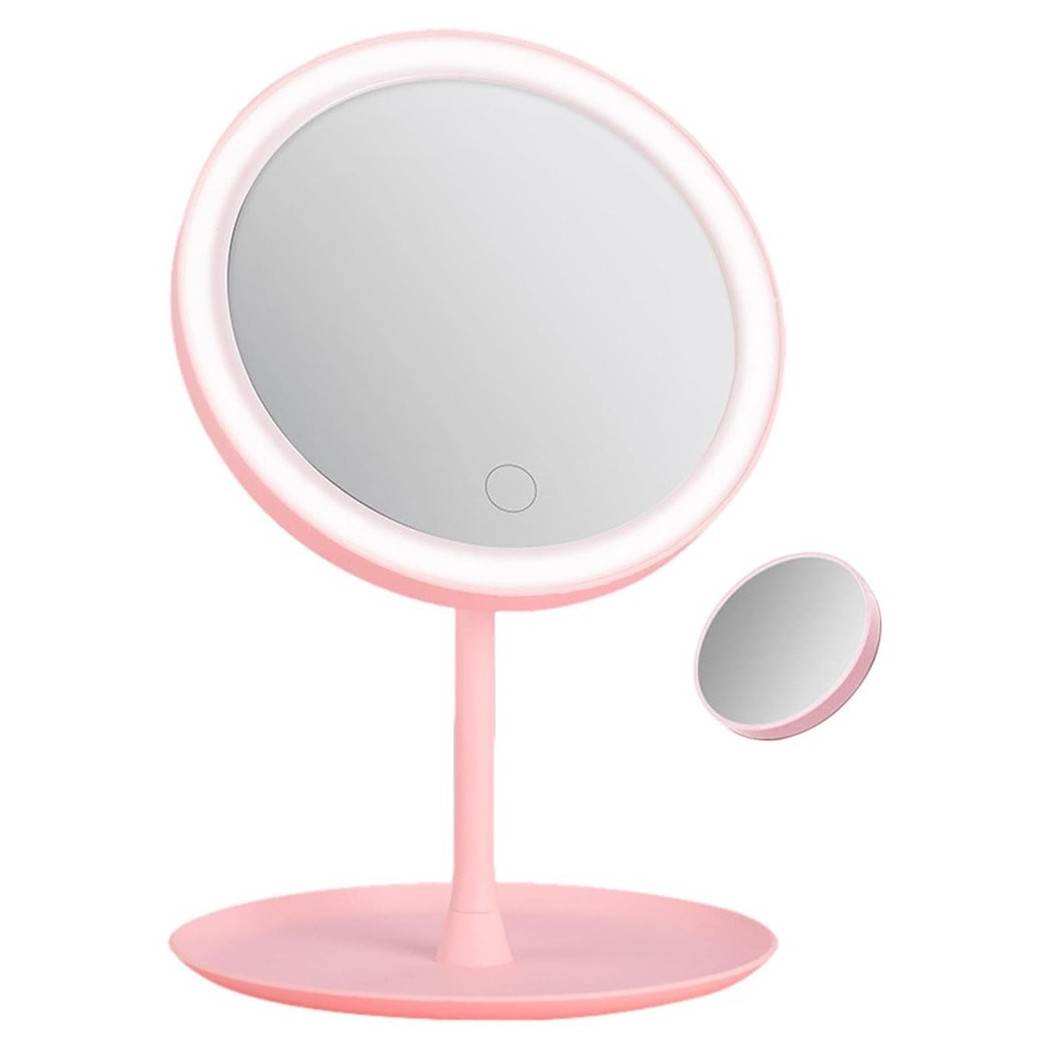 foto del prodotto trade shop specchio per il trucco illuminato a led makeup cosmetico girevole luce ad anello 
