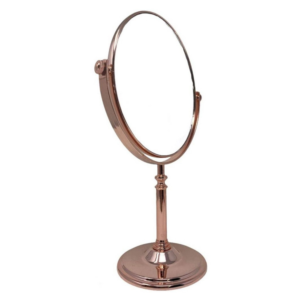 foto del prodotto trade shop specchio tavolo cosmetico ovale con zoom girevole oro rosa 19.5x16x33.5 cm 69417 