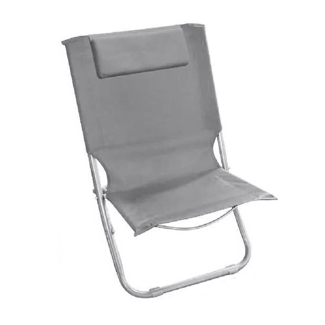 foto del prodotto trade shop spiaggina con cuscino per testiera grigio 57x47x95 cm pieghevole portatile 281017 