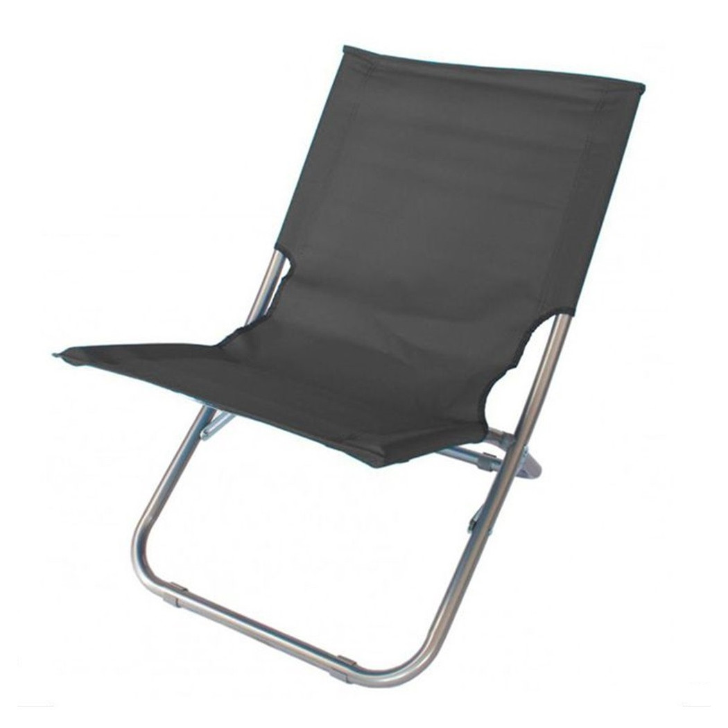 foto del prodotto trade shop spiaggina in tessuto oxford grigia pieghevole sedia mare campeggio portatile 281049 