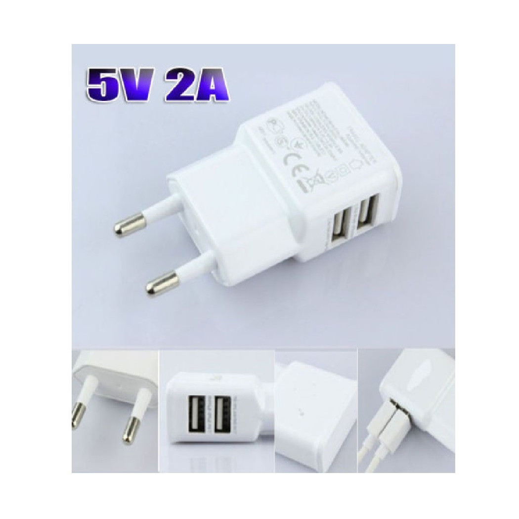 foto del prodotto trade shop spina usb 5v 2a caricatore adattatore caricabatteria universale 2 porta usb 