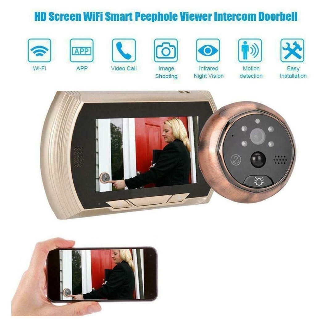 foto del prodotto trade shop spioncino elettronico wifi digitale schermo 4.3 campanello elettronico cw432 