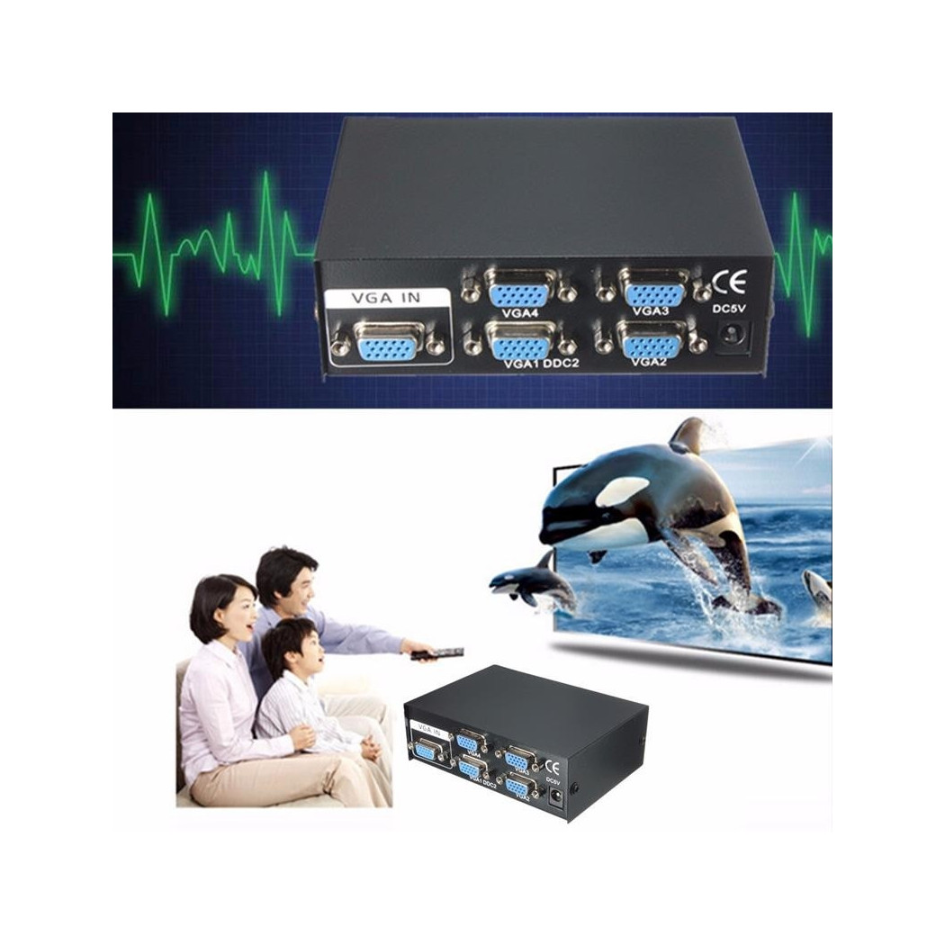 foto del prodotto trade shop splitter per monitor tv 4 porte vga 200 mhz alimentatore dc 1920x1440 vga 2004 