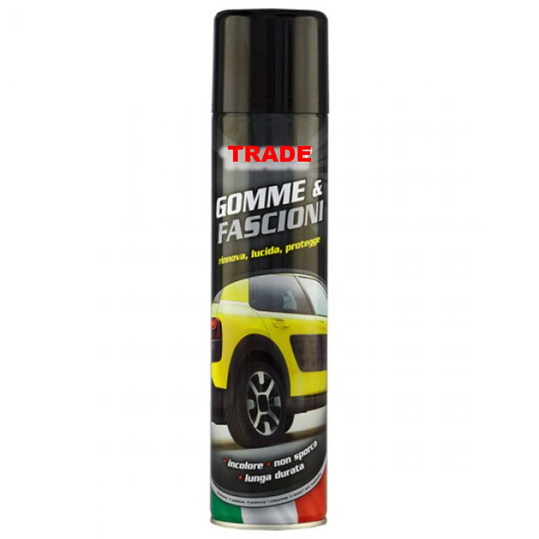 foto del prodotto trade shop spray rinnova fascioni pulisce materiali in plastica e gomma per auto camper 