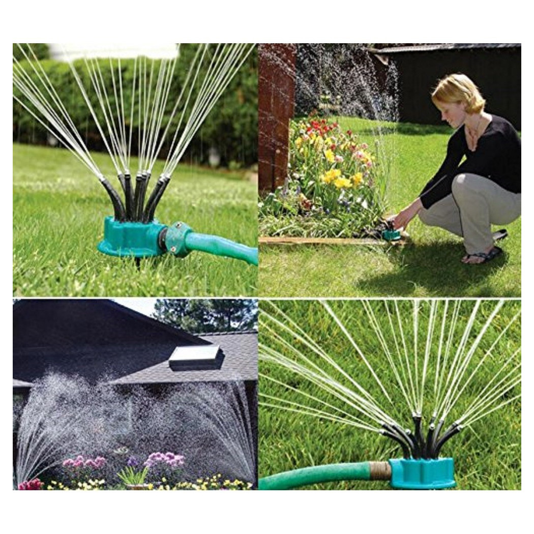 foto del prodotto trade shop spruzzatore acqua giardino irrigatore 360 gradi rotante 12 tubi innaffia prato 