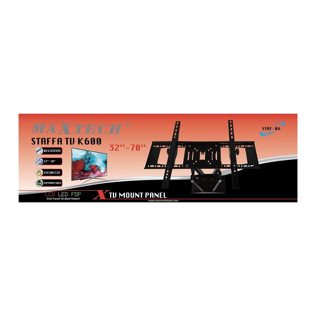 foto del prodotto trade shop staffa asta supporto televisione tv 32 quot 70 quot fino 50kg maxtech staf 06 tv k600 
