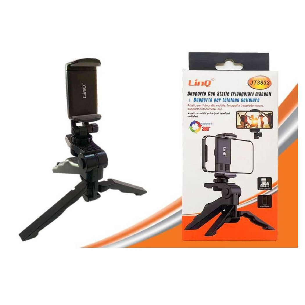 foto del prodotto trade shop staffa supporto base per smartphone rotante a 360 con staffe triangolari jt3832 
