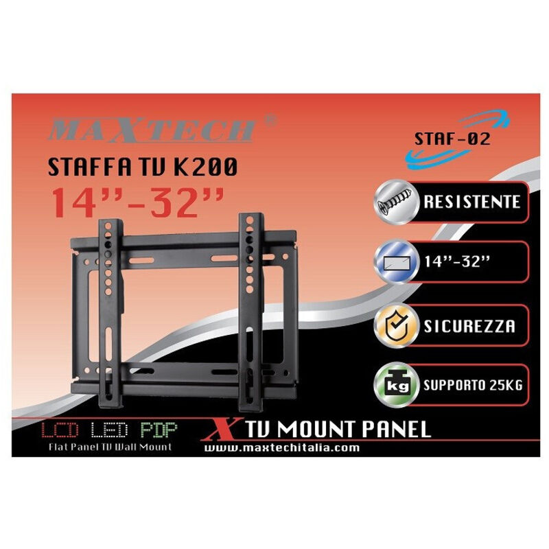 foto del prodotto trade shop staffa supporto da muro televisione 14 quot 32 quot staffe fino 25kg maxtech tv k200 staf 02 