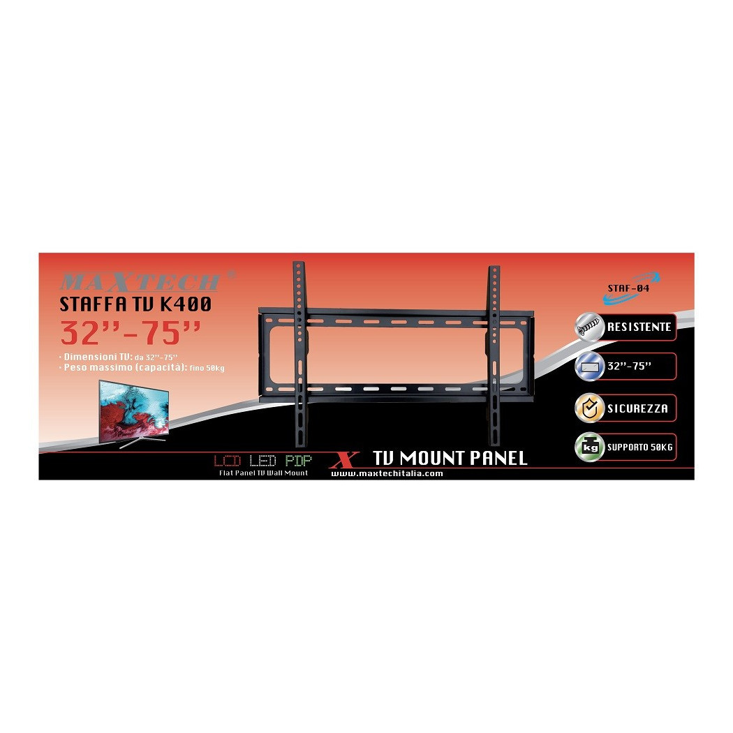 foto del prodotto trade shop staffa supporto tv per muro televisione 32 quot 75 quot fino 50 kg maxtech staf 04 