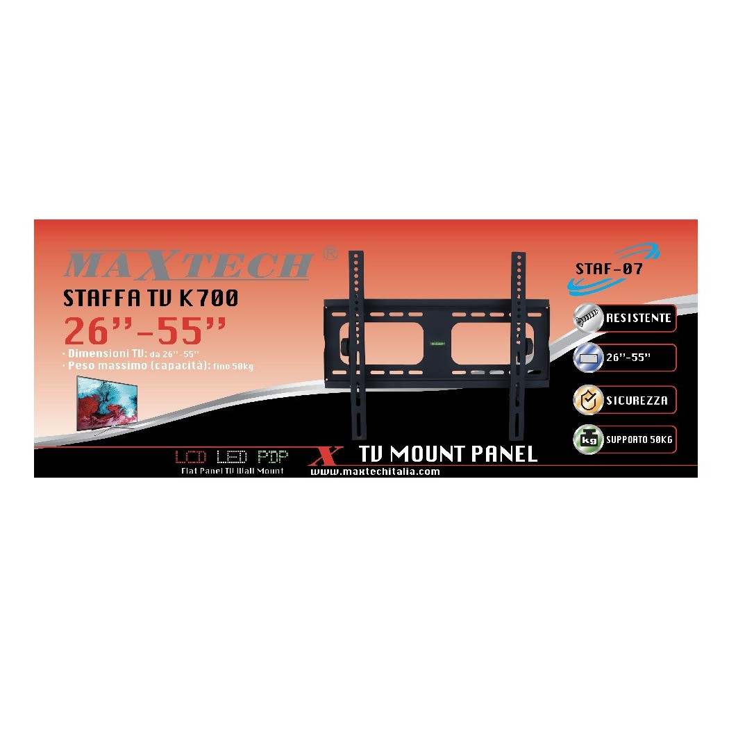 foto del prodotto trade shop staffa televisione supporto tv muro 26 quot 55 quot appendi fino 50kg maxtech staf 07 