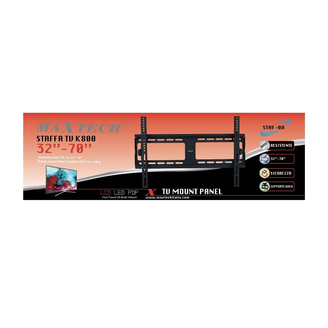 foto del prodotto trade shop staffa tv supporto da muro parete televisione 32 quot 70 quot fino 60kg maxtech staf 08 